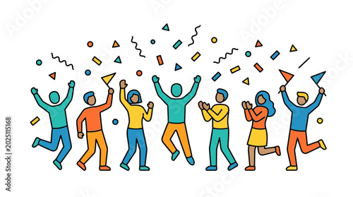 Canvastavla Celebratory Crowd with Confetti at a Festive Event