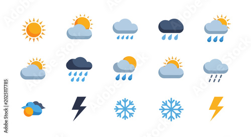 Tableau sur toile Weather icons sun clouds and precipitation