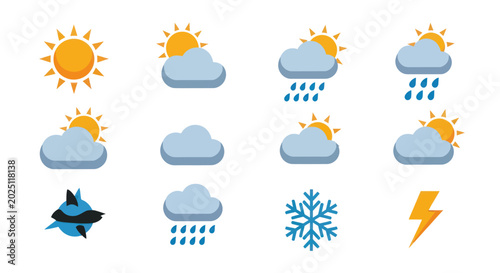 Bild auf Leinwand Weather icons set illustrating different conditions