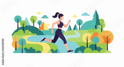 Woman Running in Fitness Outfit Outside.