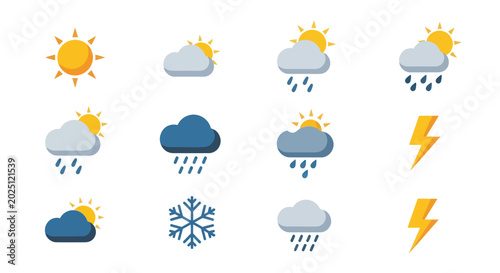 Fotografia Weather icons sun clouds and precipitation