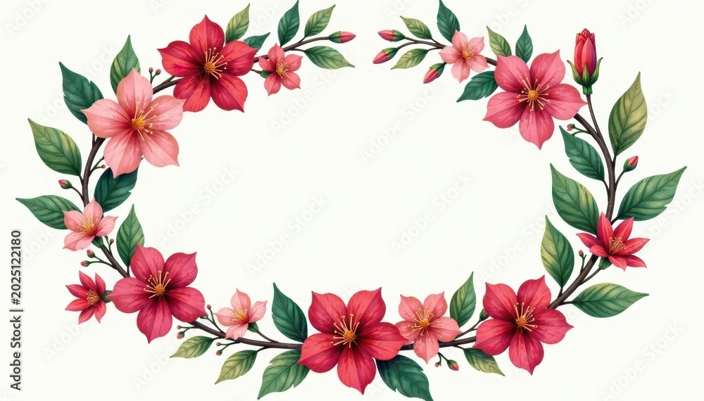 Fototapeta premium Botanical-style floral wreath with calligraphic elements, botany, typography