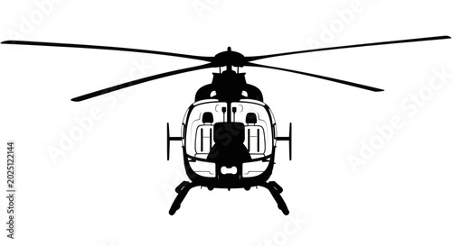 Foto Helicopter Silhouette Front View Vector Illustration
