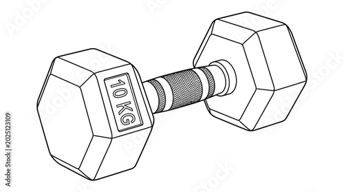 Canvastavla 10kg Hexagonal Dumbbell Line Art Illustration