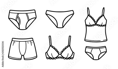 Foto Women's undergarments and sleepwear illustrations