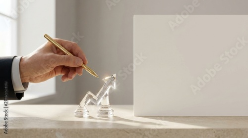Individual holding a pen and house model representing investment opportunities and financial planning concepts