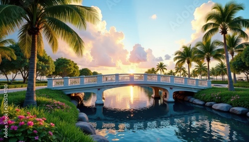 Bridge over Royal Park with marina in West Palm Beach, yacht, Florida