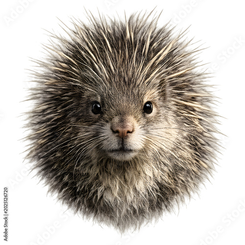 Cute Porcupine Portrait Isolated on Transparent Background