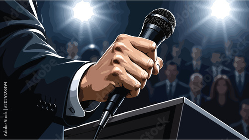 Public Speaking Microphone Podium Audience Business Presentation Event