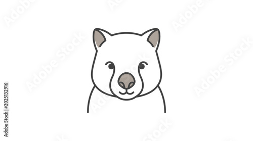 Cuadro en lienzo Cute Wombat Face Cartoon Illustration