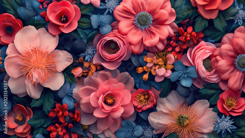 Stunning Fantasy Wallpaper with Diverse Botanical Flower Bunches