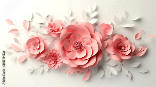 Beautiful, elegant hand-made paper flower displayed on a white wall