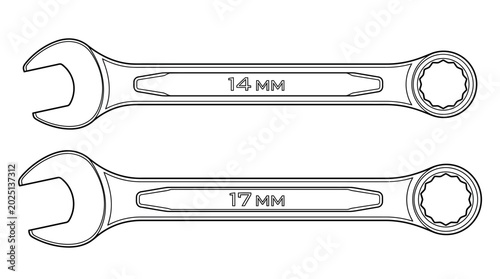 Canvas-taulu Two Wrenches: 14mm and 17mm Combination Tools for Mechanical Work