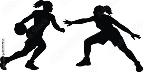 Photos Female basketball players' silhouettes against a white background