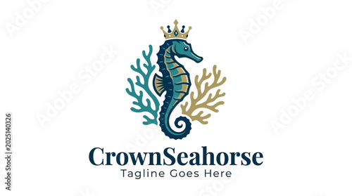Obraz na płótnie Regal Crowned Seahorse Illustration Highlighting Marine Creature