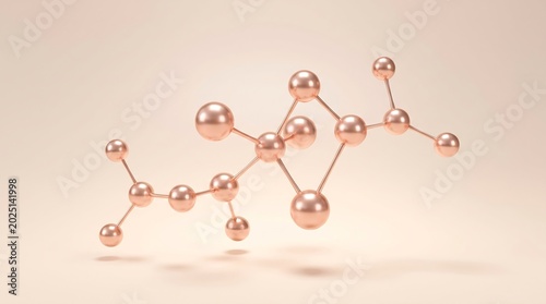 Luxury Rose Gold Molecular Structure on Soft Peach Background 