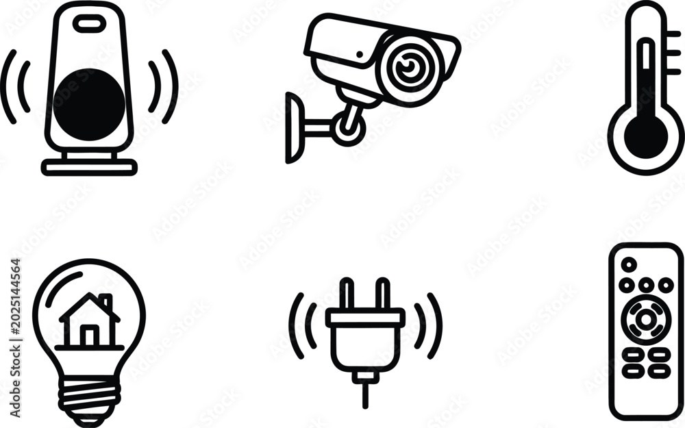 Fototapeta premium Smart home device icons set security climate and automation