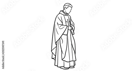 Konstfotografi Cleric Wearing a Cassock and Surplice Standing.