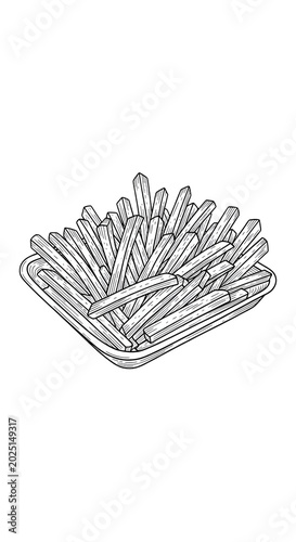 Isolated French Fries Illustration Simple White Background