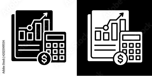 Foto Accounting Report  Icon Set White Glyph Style Collection