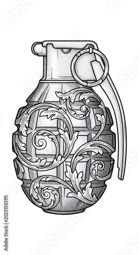Isolated Grenade Drawing Tr...