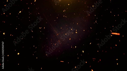 Fire Sparks 4k Bright glowing fire particles rising fast in a fiery sky with smoke. Fire flakes and bonfire background Flying around fire dust particles sparks or ember from a burning fire 4K