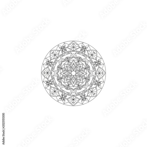 Detailed circular mandala art design with geometric intricate ornament