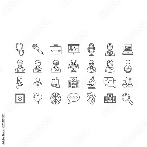 Medical professionals and hospital facilities icon set with hospital, healthcare