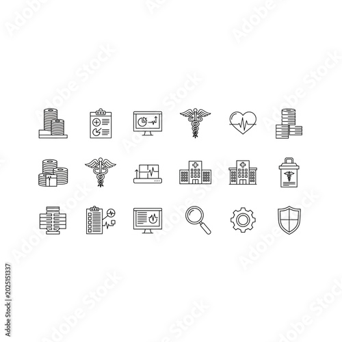Medical and healthcare business icon set with healthcare hospital medicine