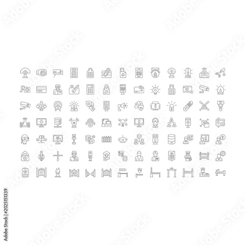 Extensive collection of technology and digital line icons with technology