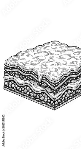 Isolated Layered Lasagna Food Illustration Vector Transparent Background