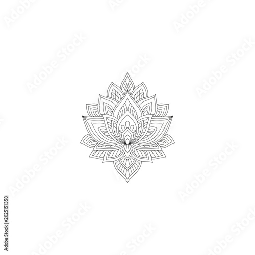 Decorative ornamental floral mandala line art with ornamental, symmetrical