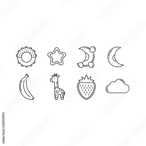 Cute children nursery illustration icon pack with children, illustration