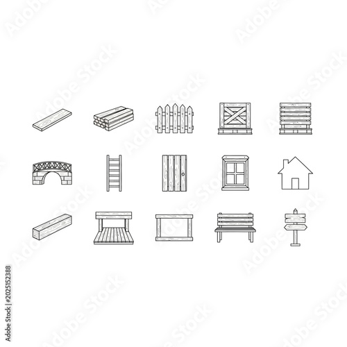 Home building components and construction icons with construction, architecture