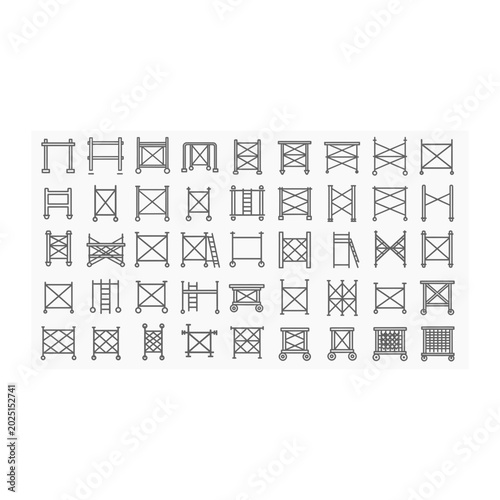 Grid collection of square lattice and fencing patterns with geometric, structure