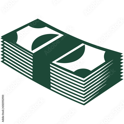 Green Paper Money Bundle Vector Clipart for Business Finance Accounting Banking Economy Cashflow Investment Profit and Digital Payment Marketing Design
