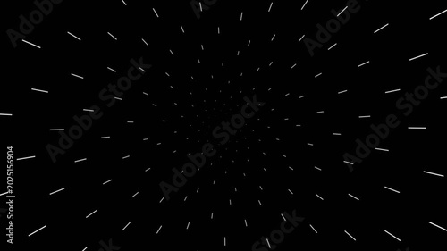 Abstract white dashed lines radiating outward against a deep black background
