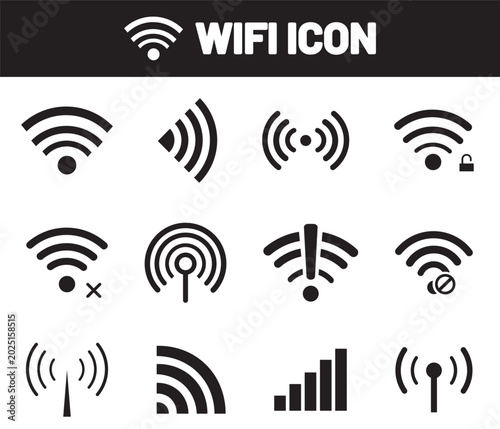 wireless and wifi icon set, Internet icon symbol sign, Wi-fi icon set