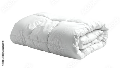 Isolated White Quilt Comforter Blanket Folded Soft Puffy