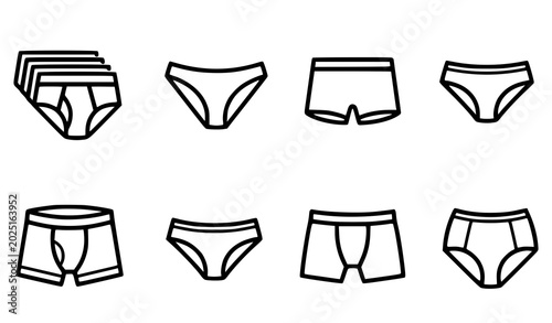 Photos Underwear line art collection briefs boxers and panties vector icons