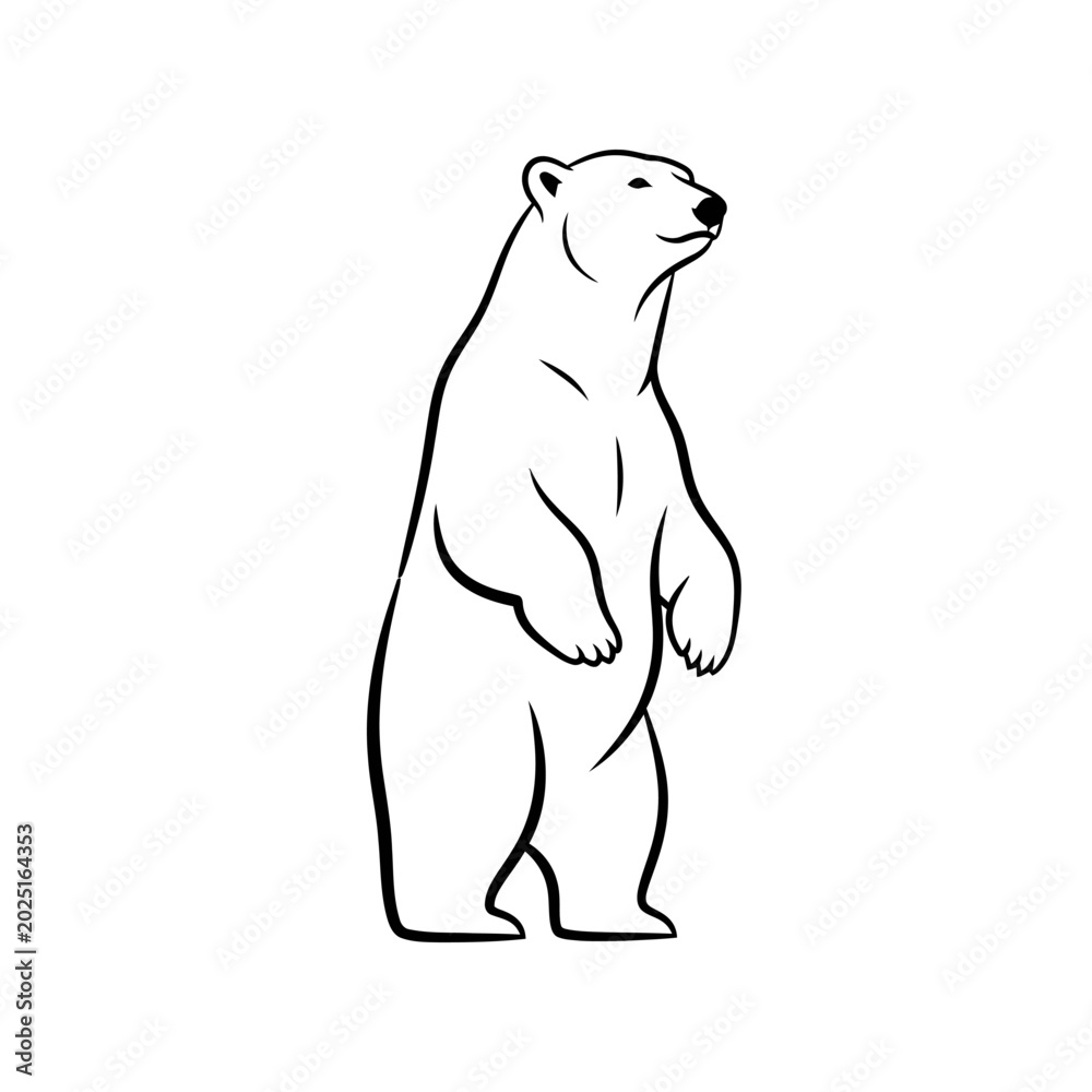 Fototapeta premium Stylized Polar Bear Standing Upright Illustration.