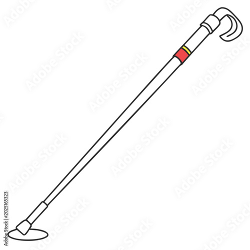 Fotografija Classic metal walking cane with curved crook handle.