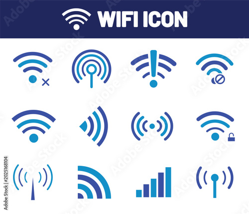 Wi-fi icon set illustration, wireless icon set. internet icon symbol collection