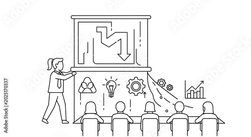 Business presentation, teamwork concept, office meeting, workflow strategy
