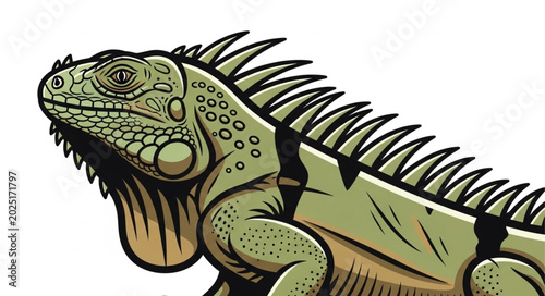 Canvas-taulu Green Iguana Reptile Close Up Profile Illustration.