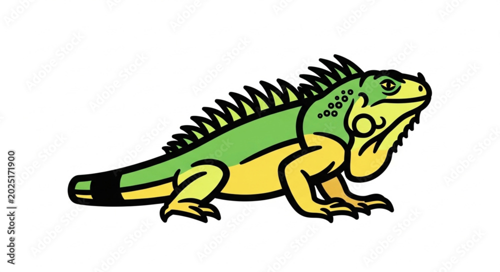 Fototapeta premium Green Iguana Reptile Illustration Isolated on White.