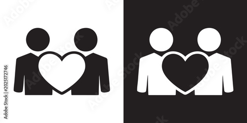 Two People with Shared Heart Icon Silhouette