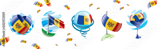 Tableau sur toile Vector set of the Moldavian flag in various creative designs
