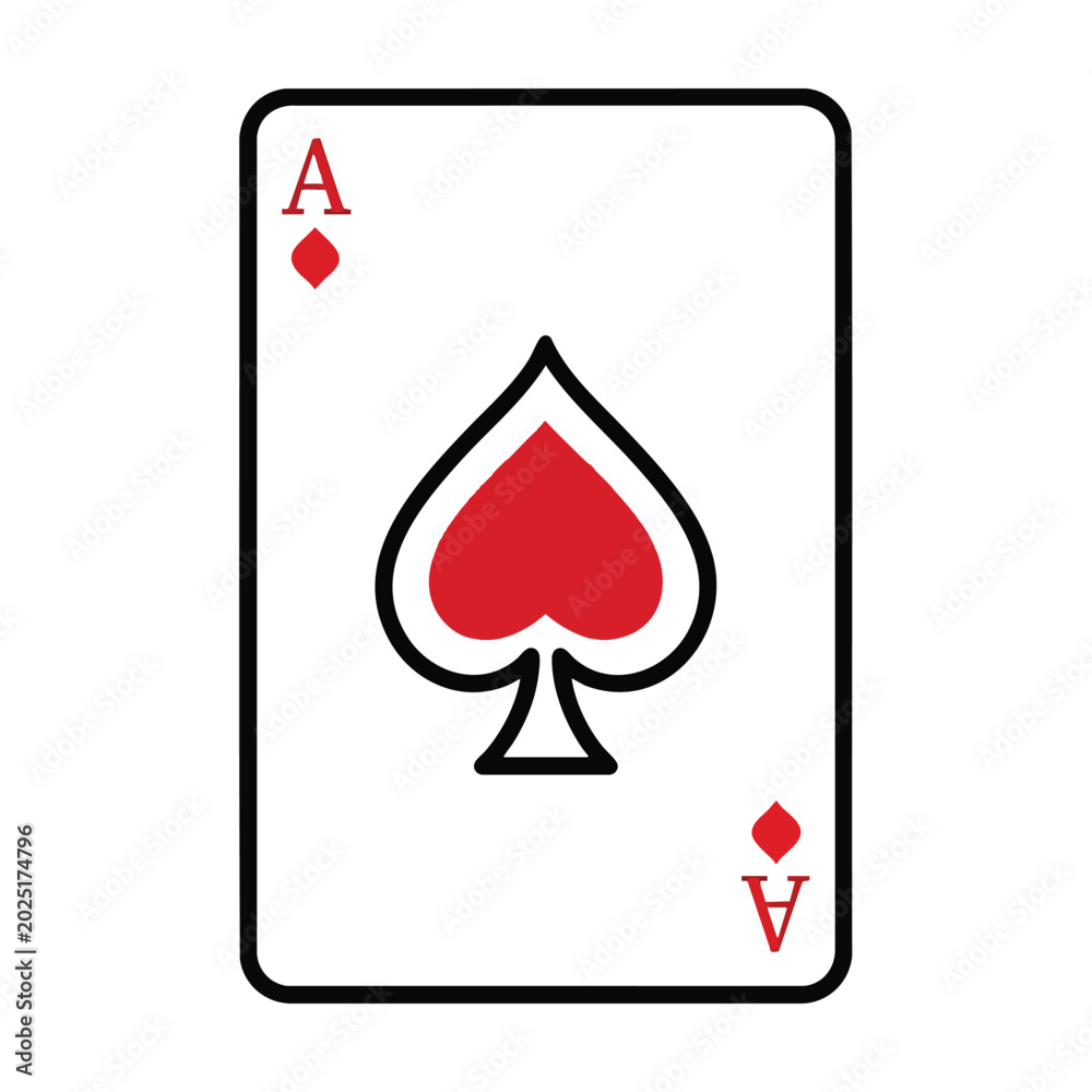 Fototapeta premium Playing card ace of spades with red suit icon.