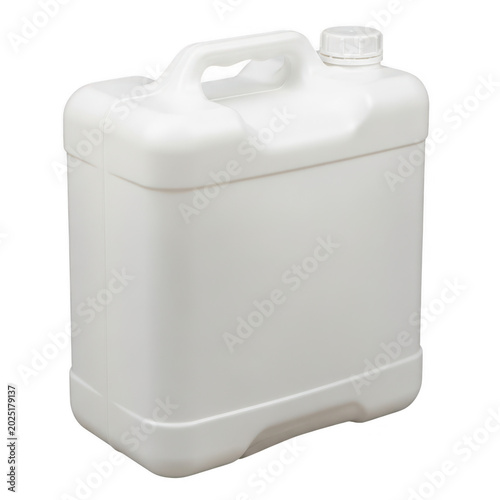 Large white plastic jerry can for liquid storage and transportation